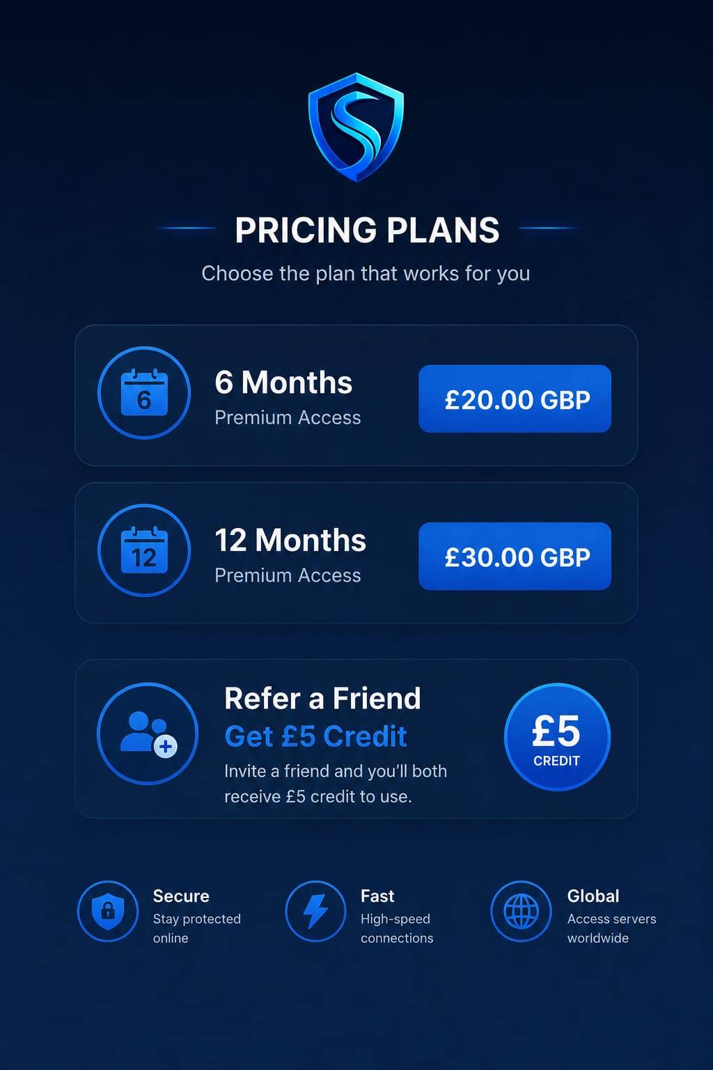 ShadowIP VPN individual pricing plan sheet